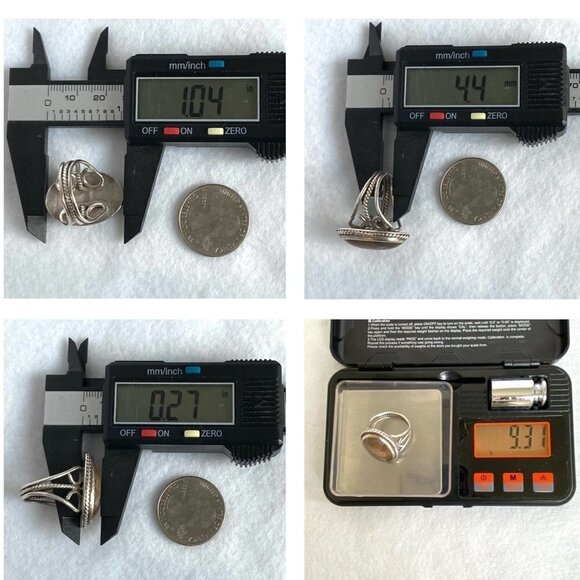 VTG Sterling Silver 925 Signed ED Oval Polychrome Jasper Split Shank Ring Sz 8 - Picture 10 of 16